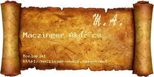 Maczinger Akács névjegykártya